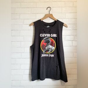 Jurassic Park 'Clever Girl' Velociraptor Sleeveless Muscle Tee Dark Gray